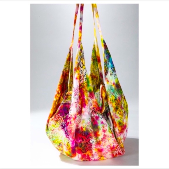 Boho Floral Pink and Orange Tote Bag - Picture 2 of 3